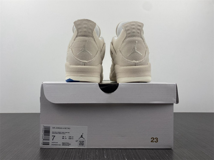 Air Jordan 4 Womens Canvas Sail Cement Grey DQ4909-100
